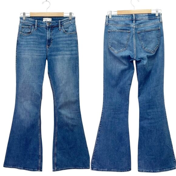 Abercrombie & Fitch The Flare Ultra High Rise Jeans Size 28 6R Medium Wash Denim - Picture 8 of 8